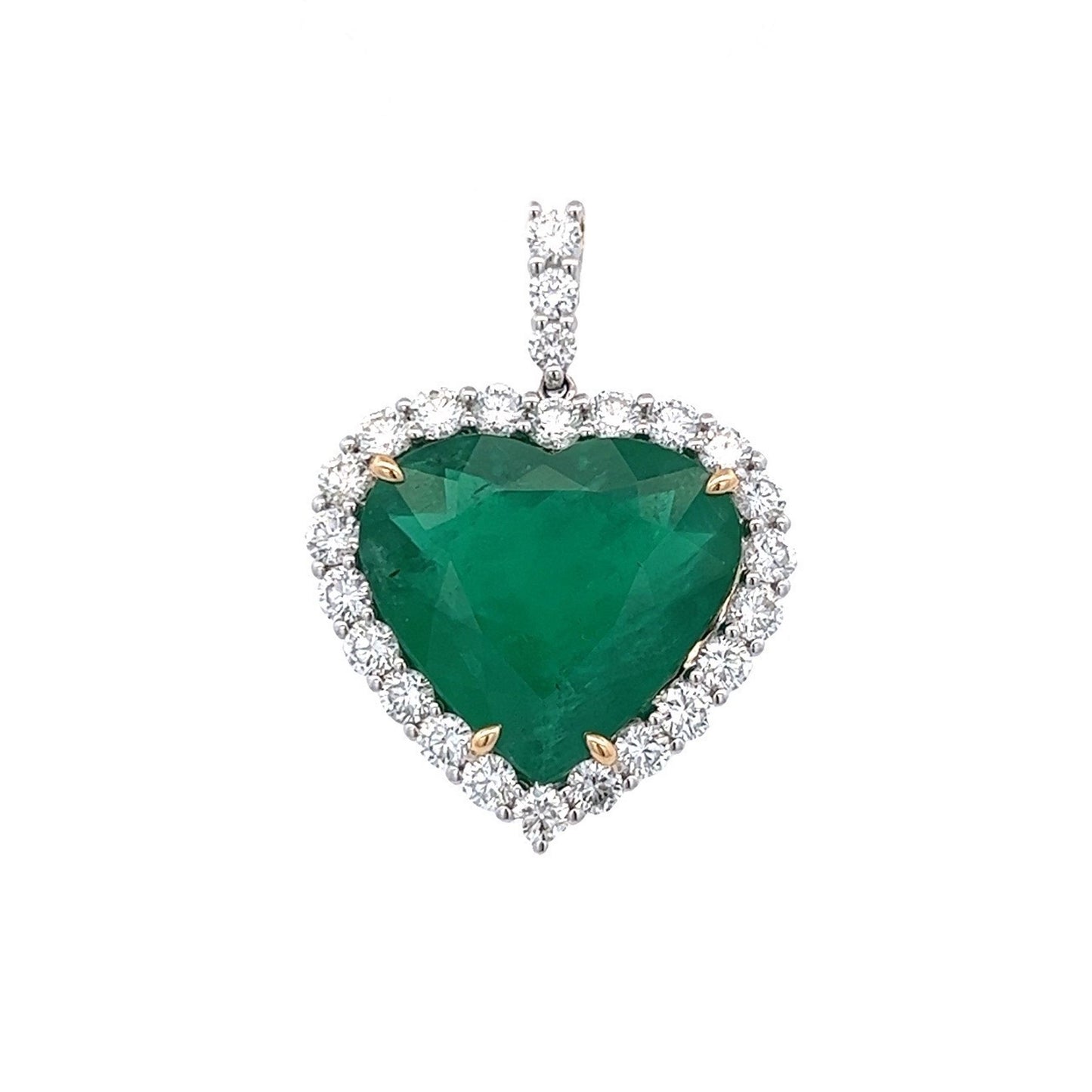 Colgante con halo de esmeralda en forma de corazón de 18 k Twt 8,40 GIA