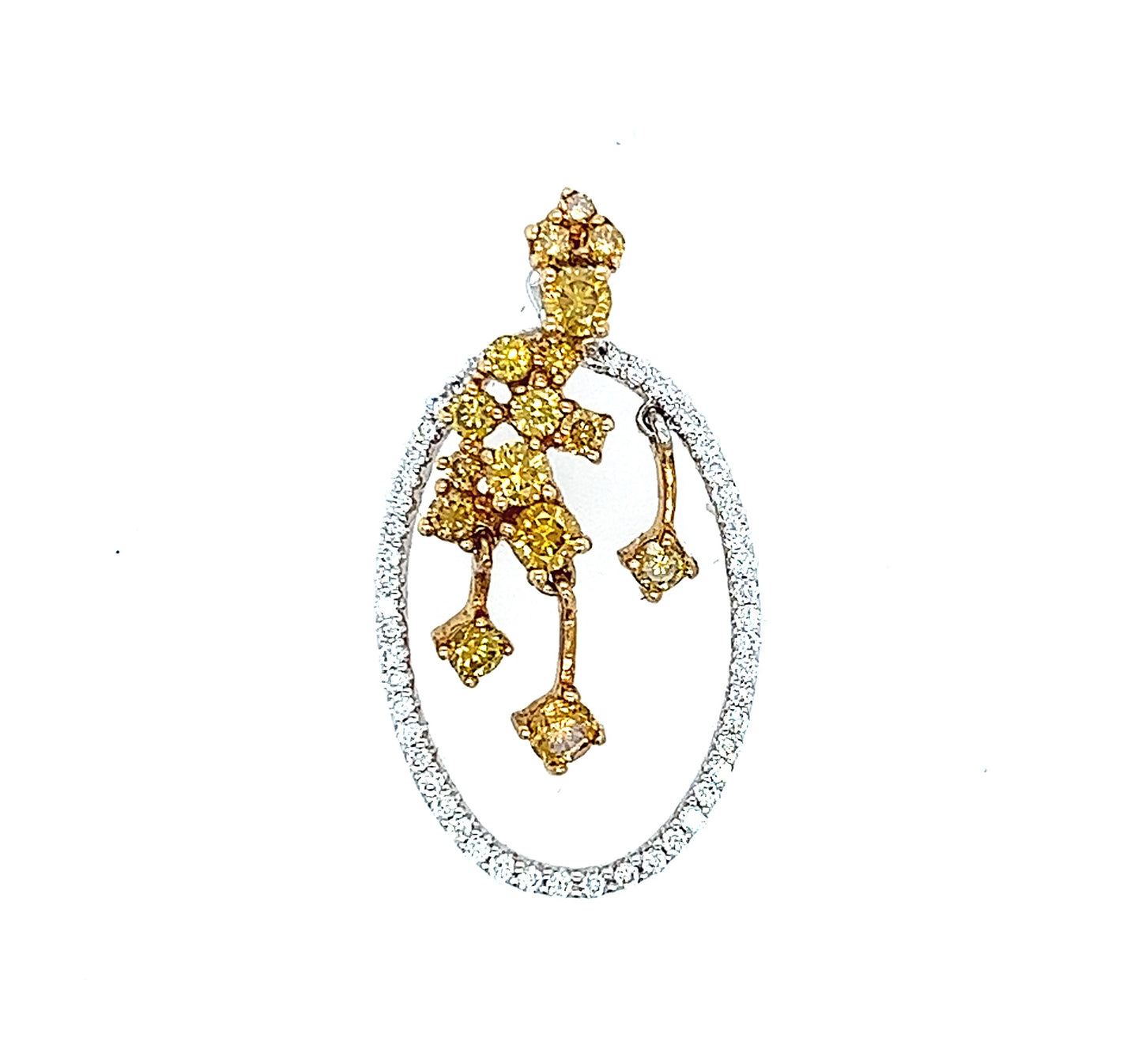 18k Wg 0.73 Rd Tcw Oval Shape W/ Dangle Pendant