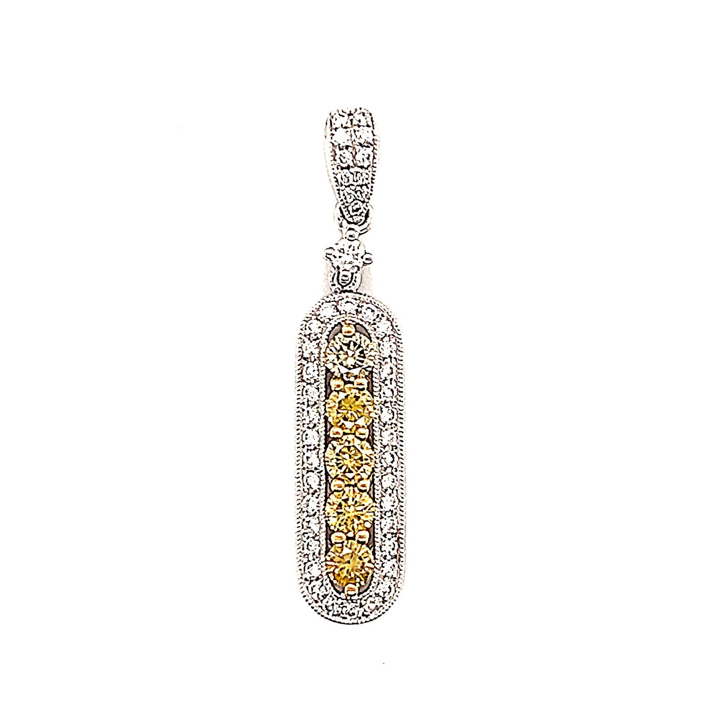 18k Twt 0.51 Rd Tcw Fancy Vivid Yellow 5 Stone Pendant