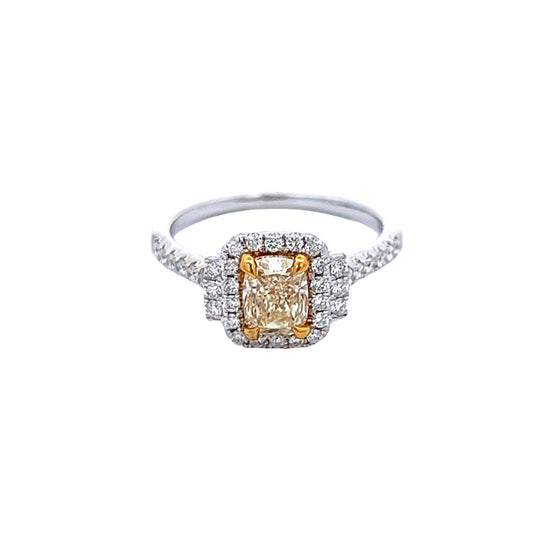 Anillo amarillo elegante de cojín de 18 k Twt 1.01