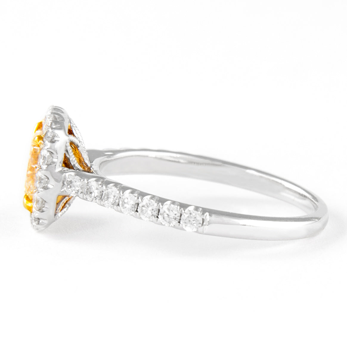 Anillo con halo amarillo elegante de 18 k Twt 1,02 Cu