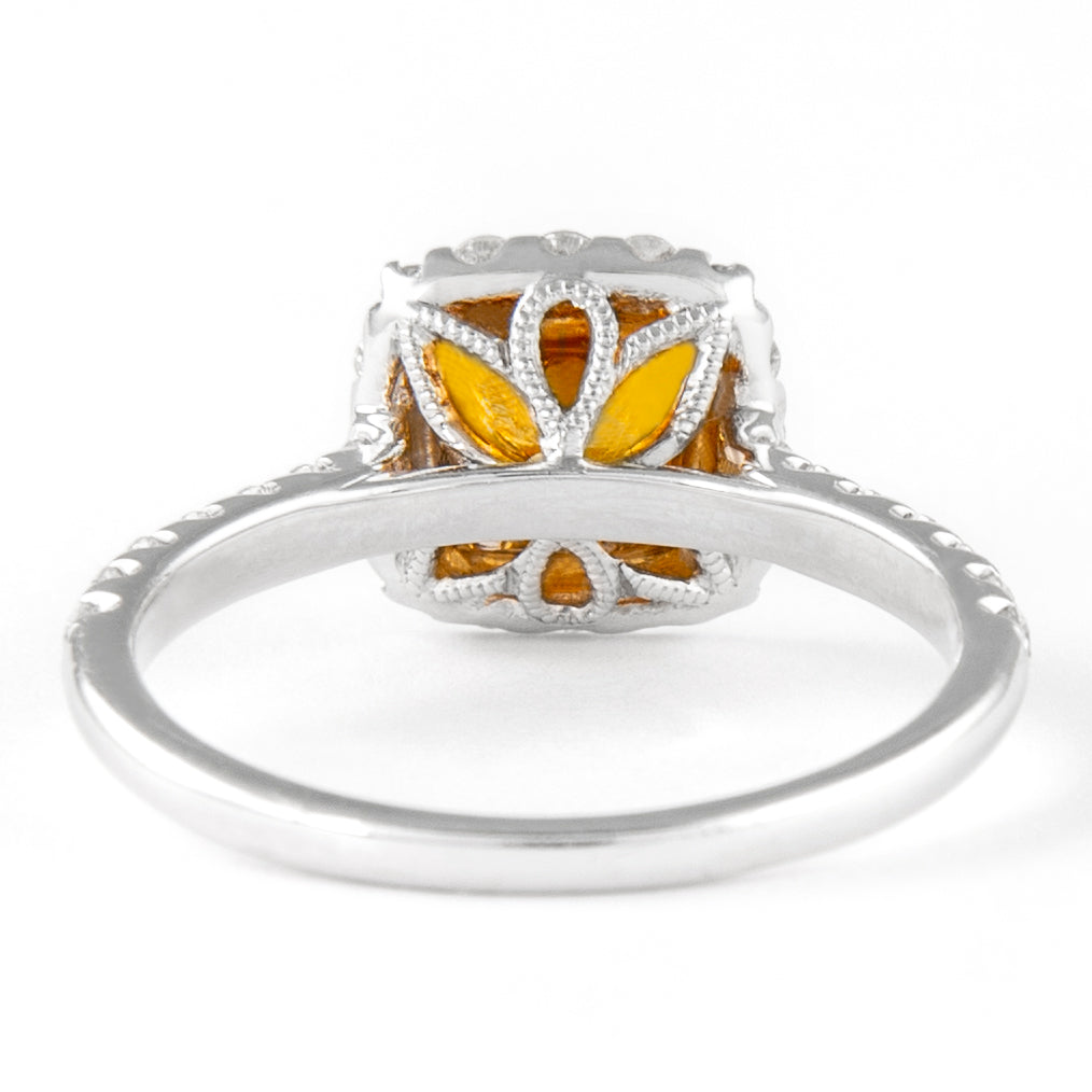 Anillo con halo amarillo elegante de 18 k Twt 1,02 Cu