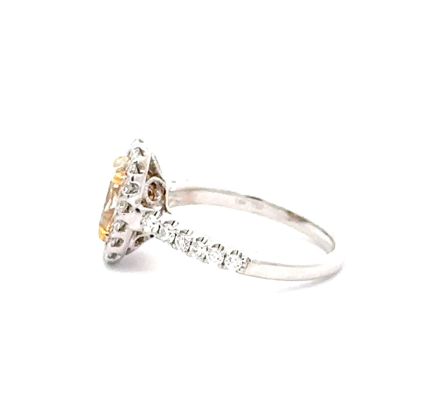 Anillo con halo amarillo elegante de cojín de 18 k Twt 2,05