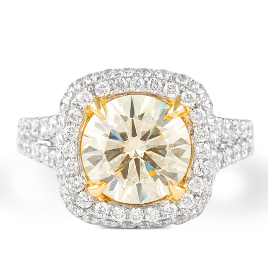 18k Wg 2.63 Rd Fancy Light Yellow Halo Ring