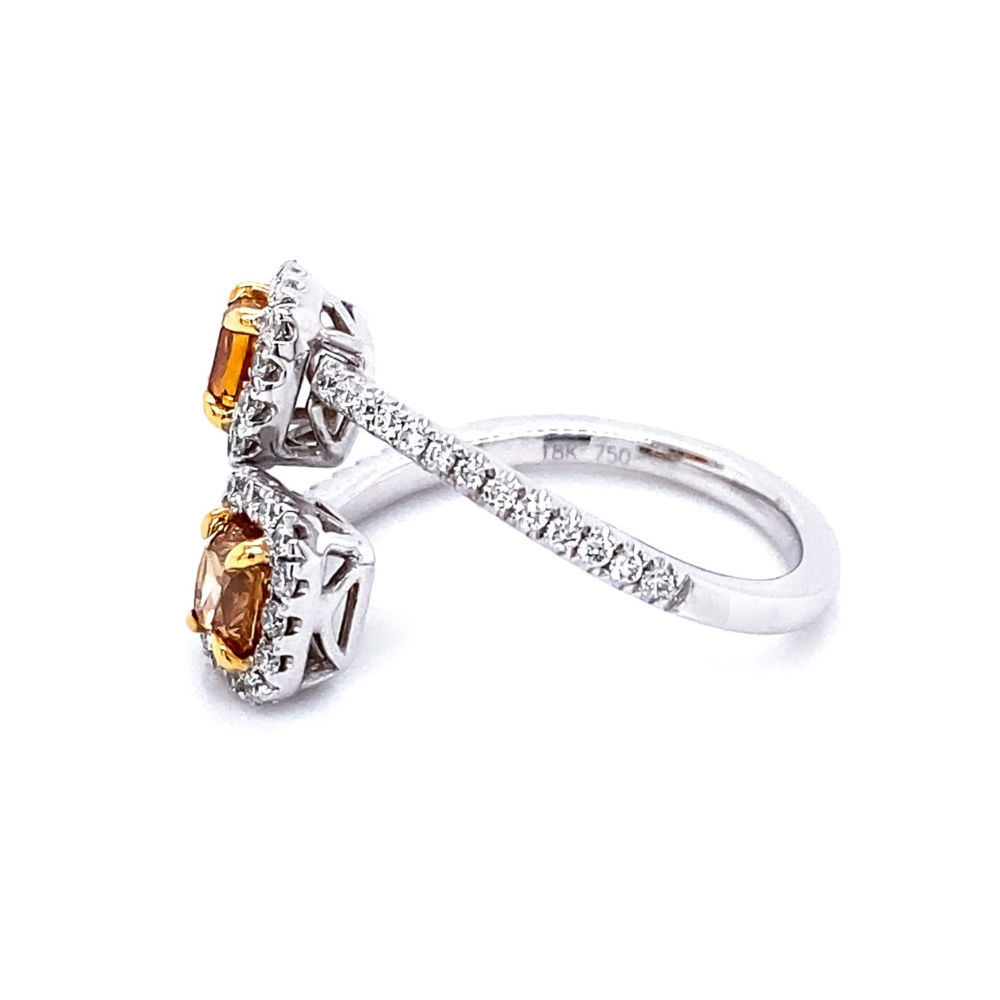 18k Twt 0.84 Cushion Fancy Vivid Orange Brown Natural Diamond Overlap Ring