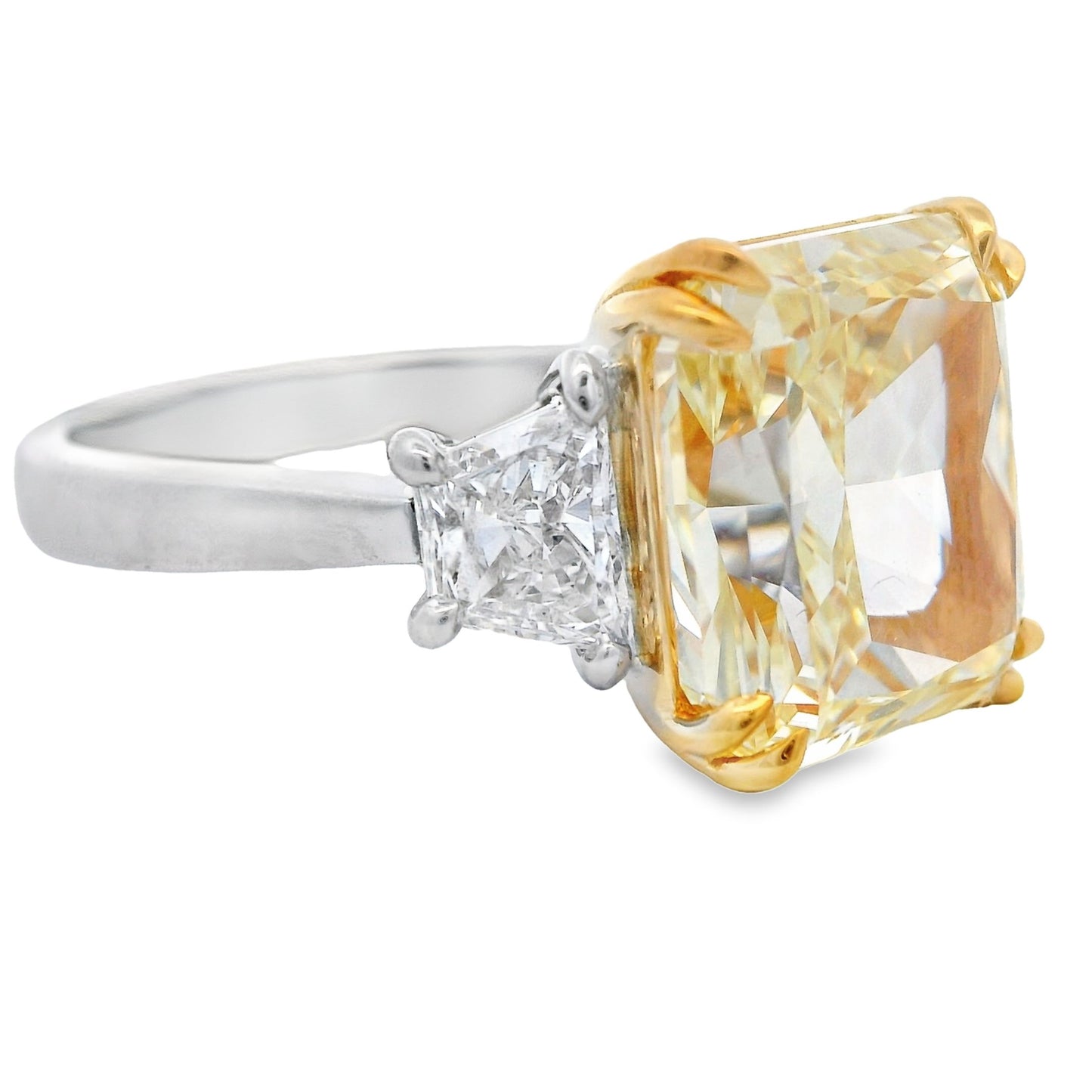 5.24 Natural Radiant Fancy Yellow Diamond Ring GIA