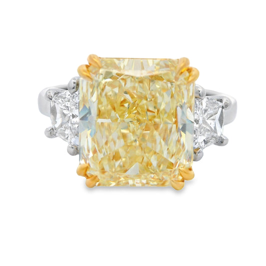 5.24 Natural Radiant Fancy Yellow Diamond Ring GIA