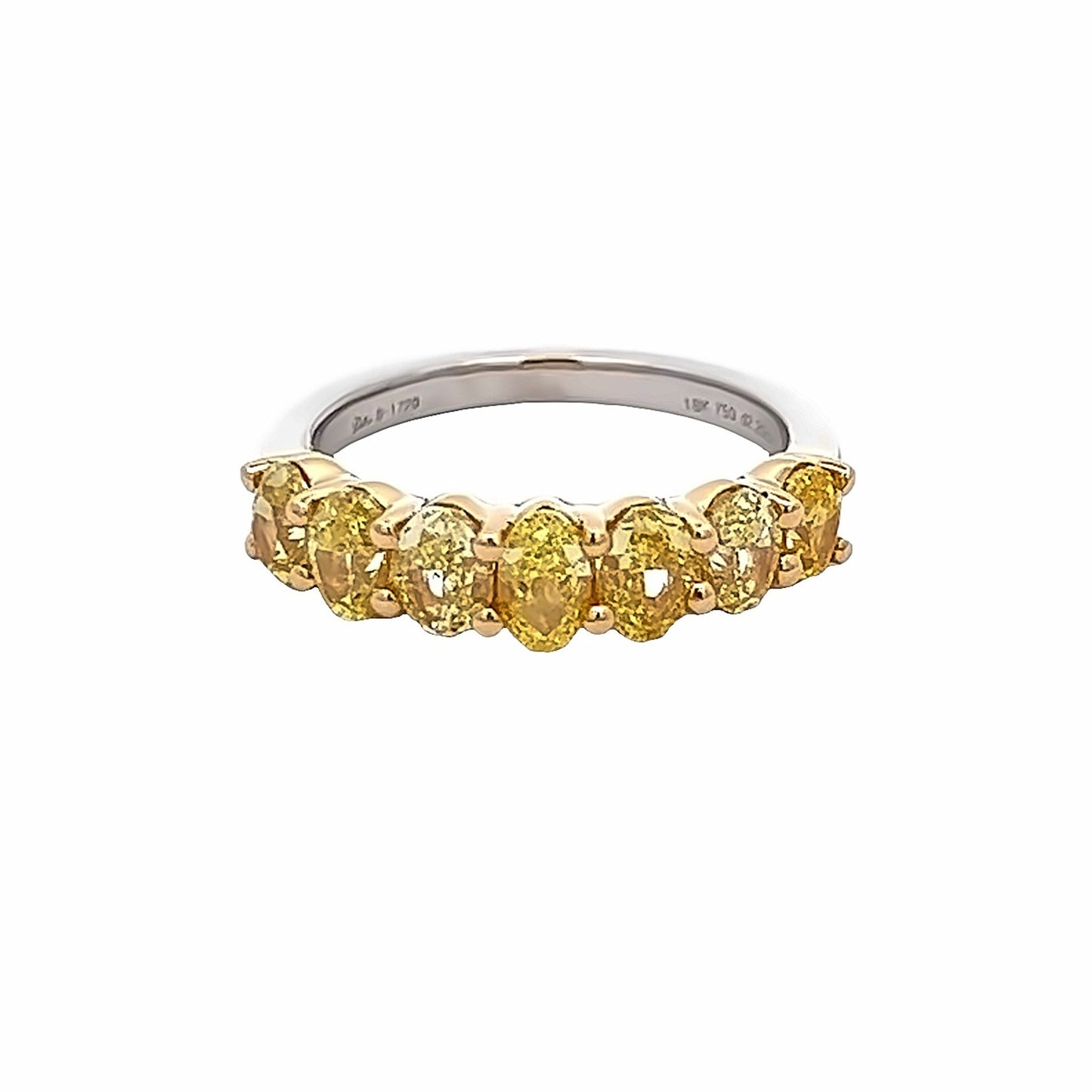 2.20 Cts Natural Diamond Fancy Yellow Half Oval Eternity Band