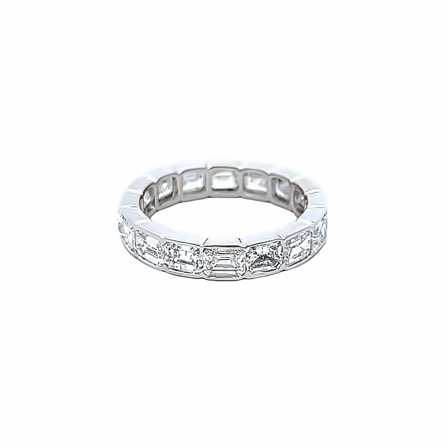 3.64 Cts Natural Diamond Bezel Emerald Cut Eternity Band