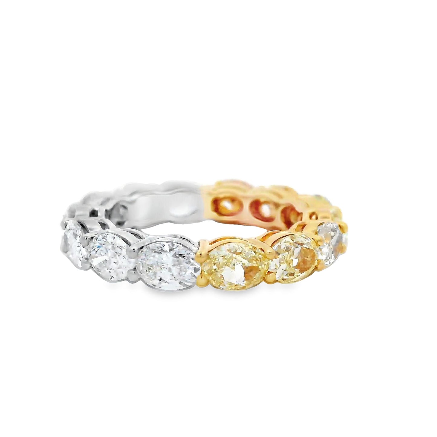 5.09 Cts Natural Yellow & White Oval Eternity Band