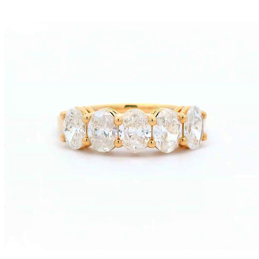 1.50 Cts Natural Diamond Half Oval Eternity Band