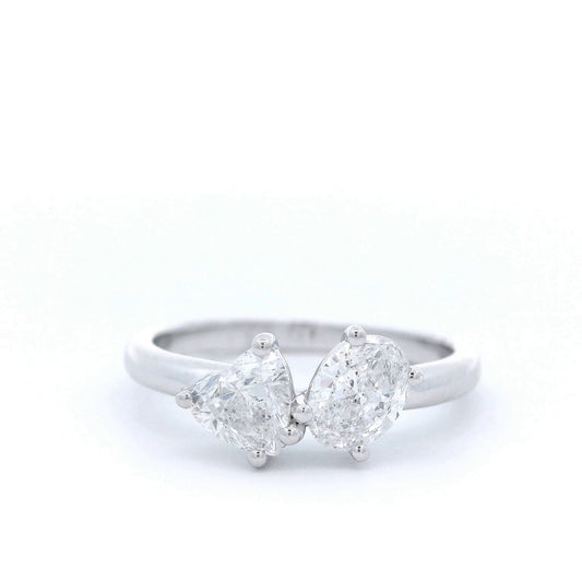 0.98 Cts Natural Diamond Two Stone Ring