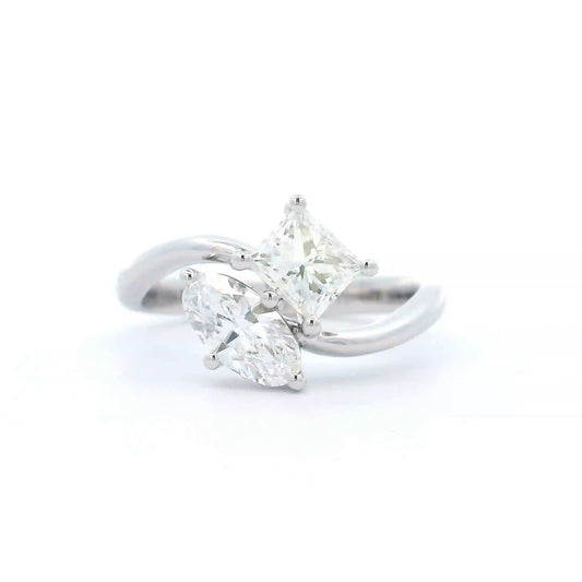 1.25 Cts Natural Diamond Two Stone Ring GIA