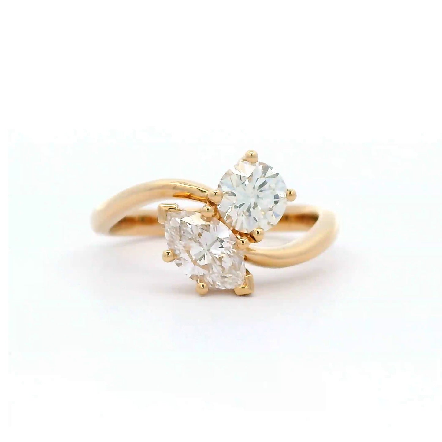 1.26 Cts Natural Diamond Two Stone Ring