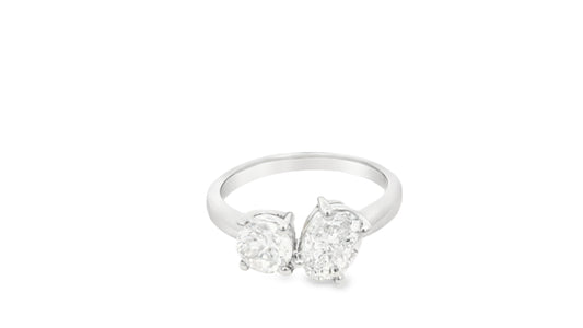 1.57 Cts Natural Diamond Two Stone Ring