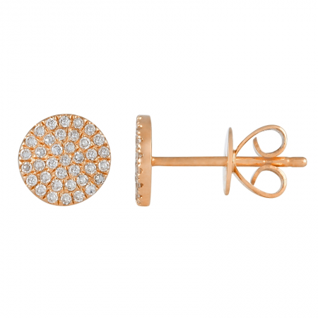 Aretes de diamantes circulares pequeños de oro de 14 k