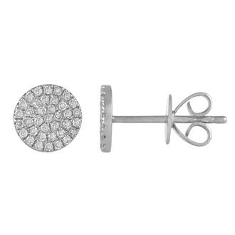 Aretes de diamantes circulares pequeños de oro de 14 k