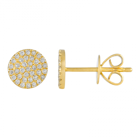 Aretes de diamantes circulares pequeños de oro de 14 k