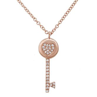 14k Gold Key Diamond Pendant With Chain