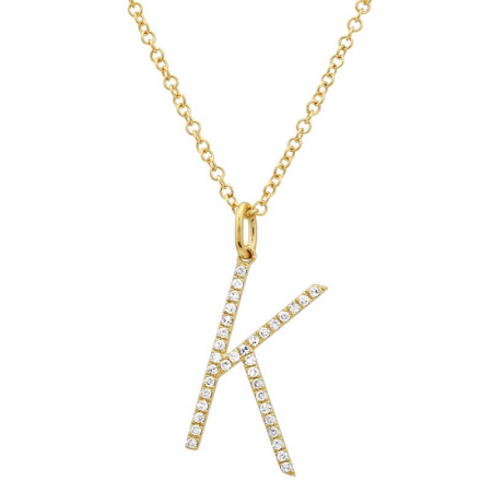 14k Yellow Gold Diamond Pendant With Chain