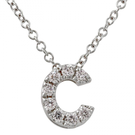 14k White Gold Diamond Pendant With Chain