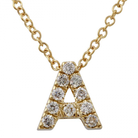 14k Yellow Gold Diamond Pendant With Chain