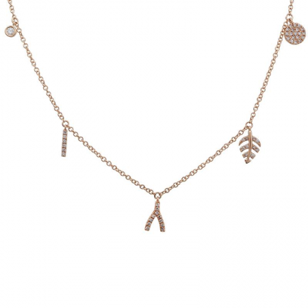 14k Gold Charms Diamond Necklace