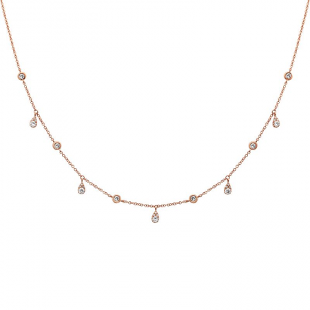 14k Gold  Bazel Drops Diamond Necklace