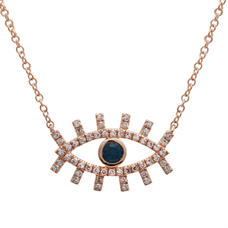 14k Gold Eye Diamond Necklace