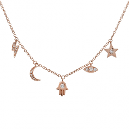 14k Gold with charms Diamond Necklace